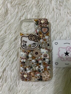 Handmade iPhone 15 Junk Case Hello Kitty Sanrio Luxury Girly Kawaii Y2K